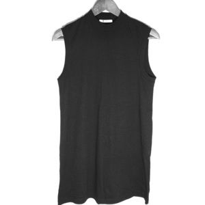 Black Long Cotton Banded Tank